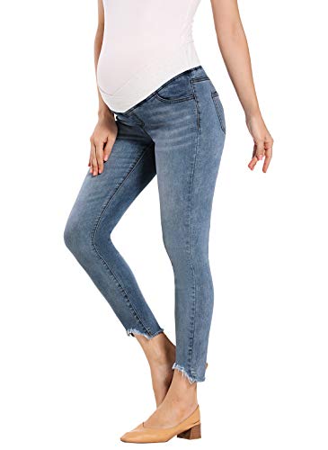 Photo 1 of Foucome Womens Maternity Jeans Underbelly Skinny Jeggings Cute Distressed Jeans Comfy Stretch Pants MED