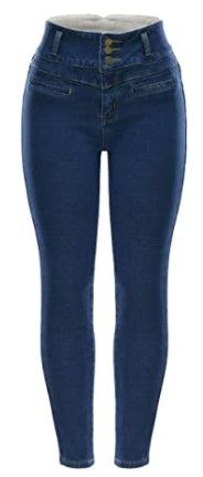 Photo 1 of heipeiwa Womens Winter Jeans Fleece Lined High Waist Stretch Denim Jean Warm Pants Large