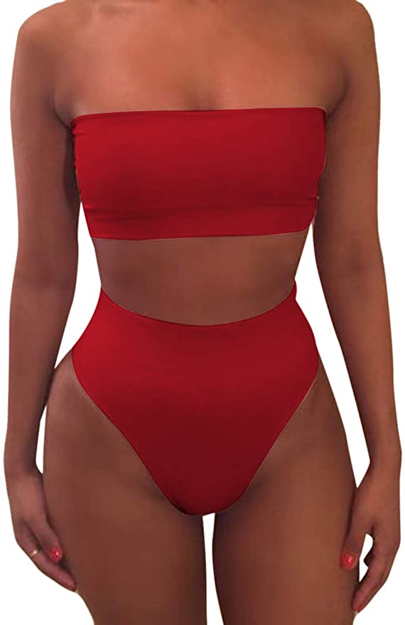 Photo 1 of Pink Queen Womens Removable Strap Wrap Pad Cheeky High Waist Bikini Set Swimsuit
SIZE M