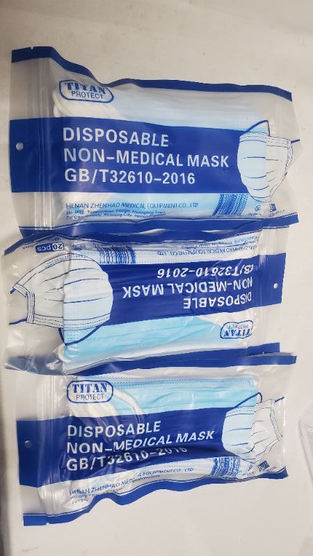 Photo 1 of 60CT DISPOSABLE FACE MASKS