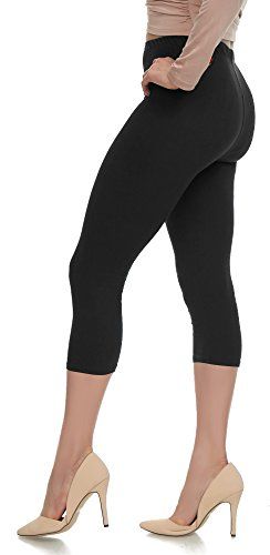 Photo 1 of Extra Soft Capri Leggings with High Waist ONE SIZE FITS MOST BLACK