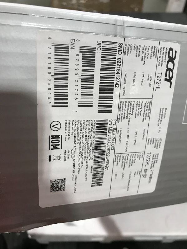 Photo 1 of Acer T272HL UM.HT2AA.003 27" LED Monitor, Black - No wire - Not Tested