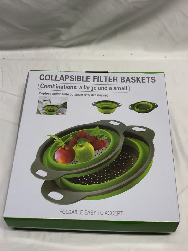 Photo 1 of 2 PACK LARGE AND SMALL COLLAPSIBLE FILTER BASKET GREEN