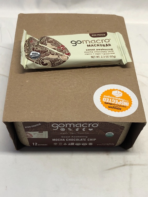 Photo 1 of 12 BARS GOMACRO MOCHA CHOCOLATE CHIP PROTIEN BARS 