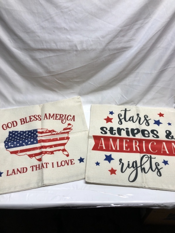 Photo 1 of 2 PACK 17 INCH X 17 INCH DECORATIVE PATRIOTIC PILLOW CASES 