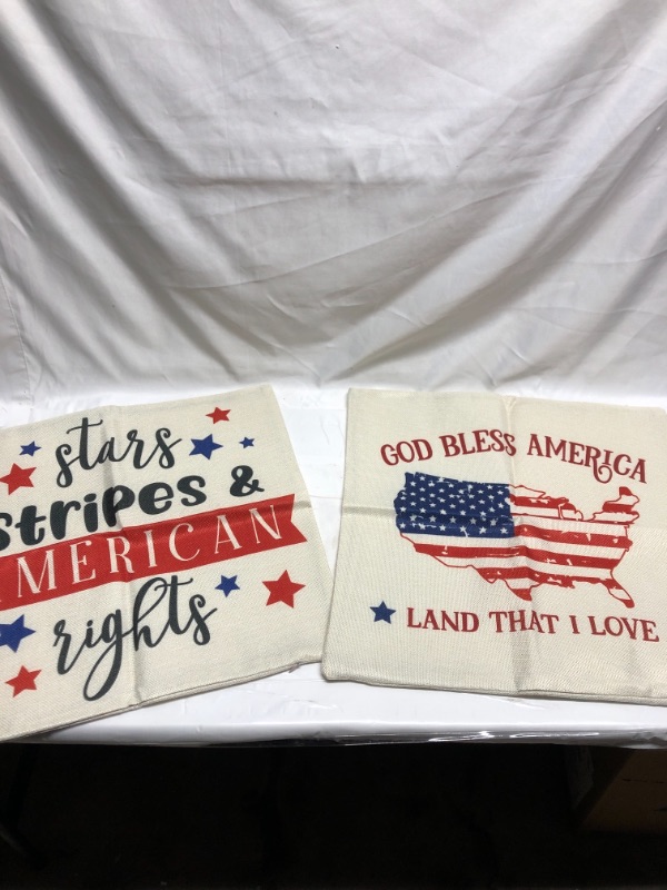 Photo 1 of 2 PACK 17 INCH X 17 INCH DECORATIVE PATRIOTIC PILLOW CASES 