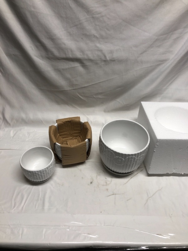 Photo 1 of 3 PACK ASSORTED SIZE CERAMIC PLANT POTS WHITE