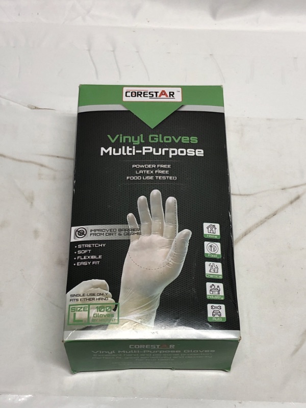 Photo 1 of 100 VINYL GLOVES ALL PURPOSE SIZE LARGE 