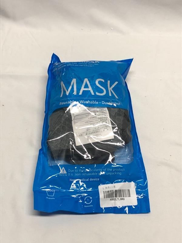 Photo 1 of LARGE WASHABLE MASK WITH FILTERS GREY/BLACK 