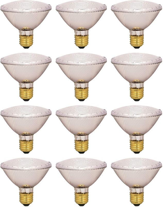 Photo 1 of (Pack of 12) 60PAR30/FL 120V - 60 Watt High Output (75W Replacement) PAR30 Flood Short Neck - 120 Volt Halogen Light Bulbs