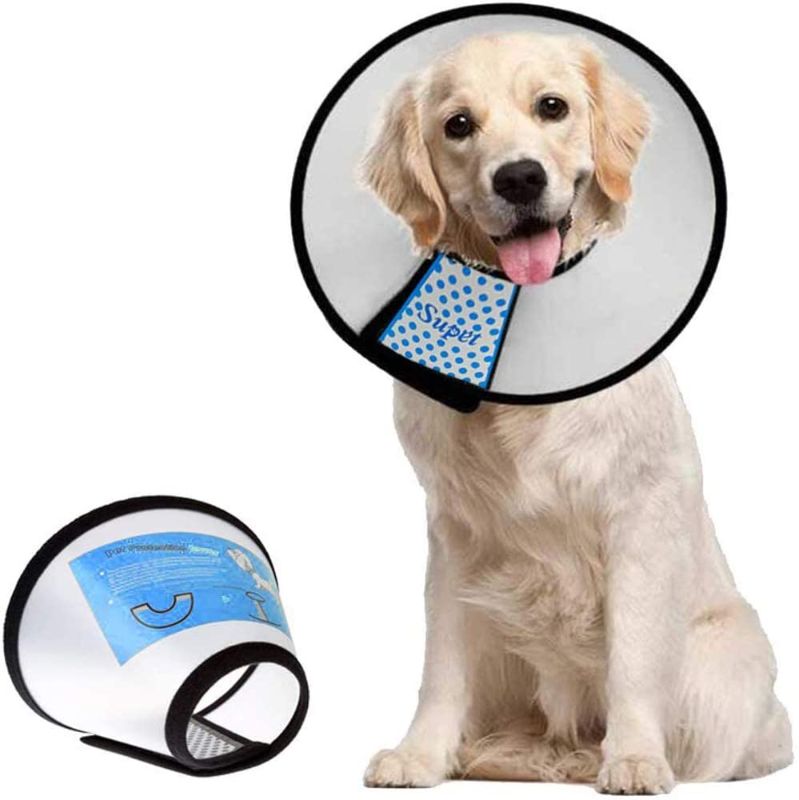 Photo 1 of Supet Dog Cone Adjustable Pet Cone Pet Recovery Collar Comfy Pet Cone Collar Protective Collar for After Surgery Anti-Bite Lick Wound Healing Safety Practical Plastic E-Collar for Dogs and Cats