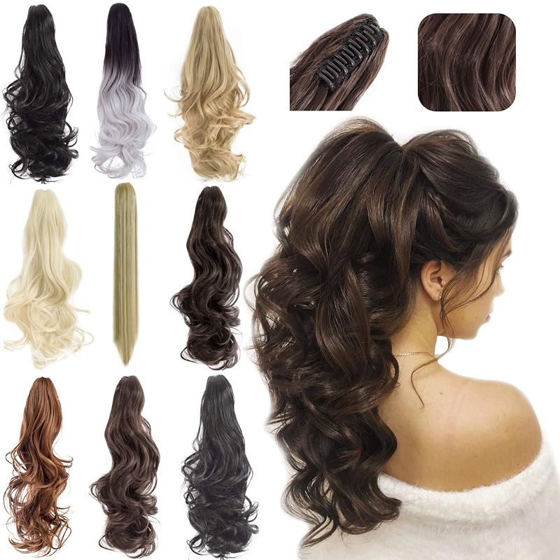 Photo 1 of Ponytail Extension Claw 18" 20" Curly Wavy Straight Clip in Hairpiece One Piece A Jaw Long Pony Tails for Women