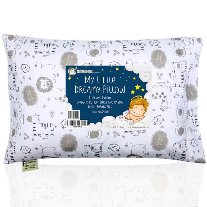 Photo 1 of Toddler Pillow with Pillowcase - 13X18 Toddler Pillows for Sleeping - Machine Washable - Toddlers & Kids - Perfect for Travel, Toddler Cot, Bed Set (KeaSafari)