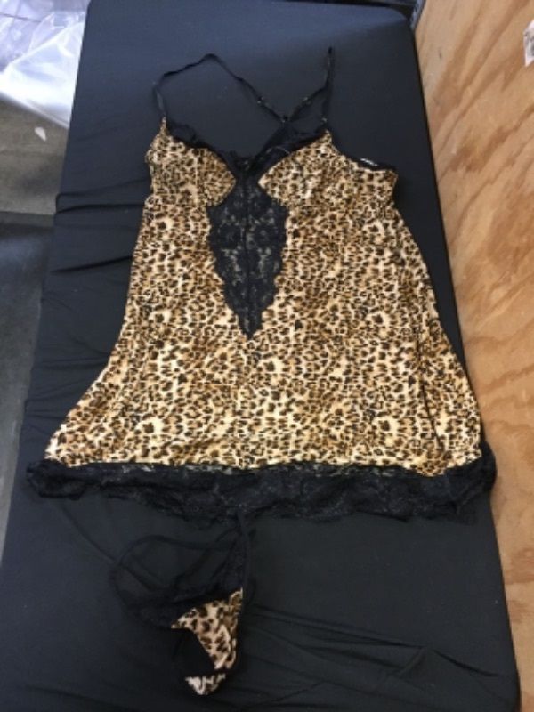 Photo 1 of Black Leopard Animal Print Floral Lace Chemise. 1X