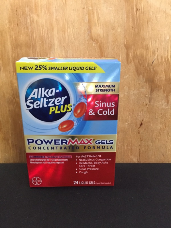Photo 2 of Alka-Seltzer Plus Sinus & Cold, Maximum Strength, PowerMax Gels, Liquid Gels - 24 liquid gels