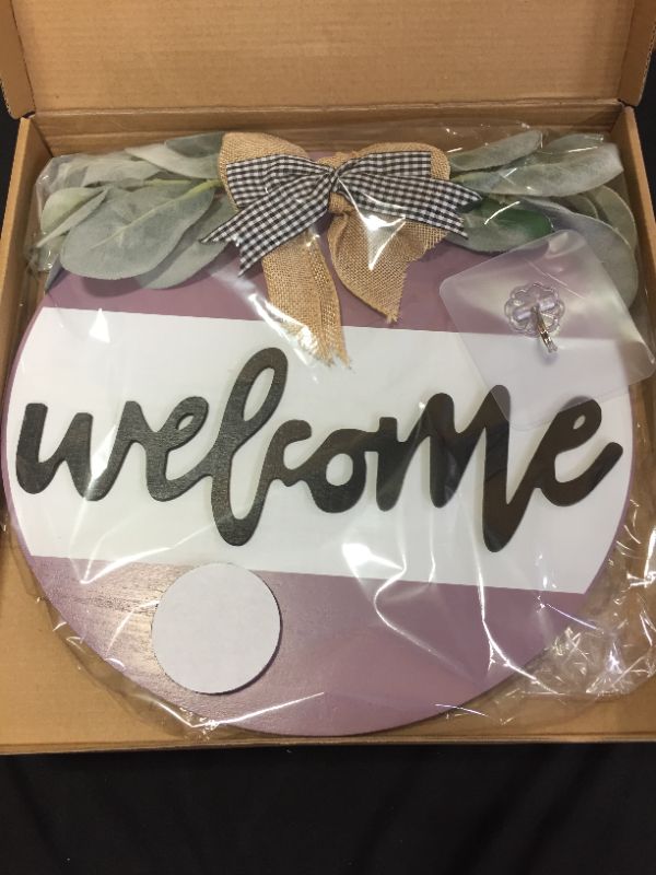 Photo 1 of 3 pack of welcome hanging signs --purple 