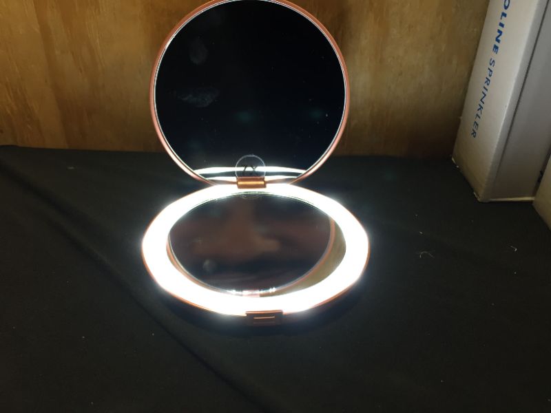 Photo 3 of LUNA London LED Lighted Compact Makeup Mirror | 1x/7x Magnifying, Illuminated, Portable, Folding | Perfect for Handbag, Pocket & Travel Beauty Needs | Matte Rose Gold