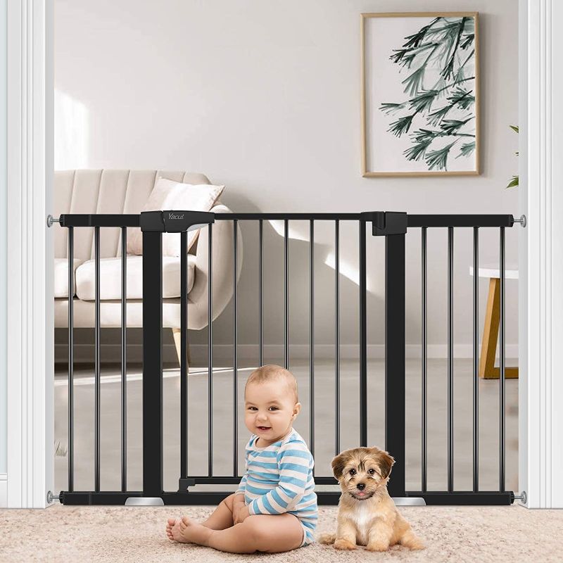 Photo 1 of Extra Wide Baby Gates for Doorways Stairs, Yacul Walk Through Baby Gate with Door for 29.53" to 52.36" Up to 7 Openings, Height 30" Pressure Mounted Auto Close Ideal Barrier for Toddler and Small Dogs
