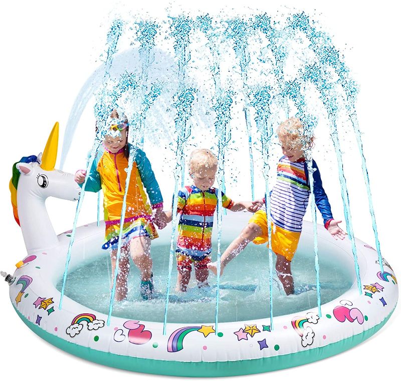 Photo 1 of Decorlife Elephant Splash Pad, Inflatable Sprinkler for Kids or Toddlers 18+ Month, 67 Inch
