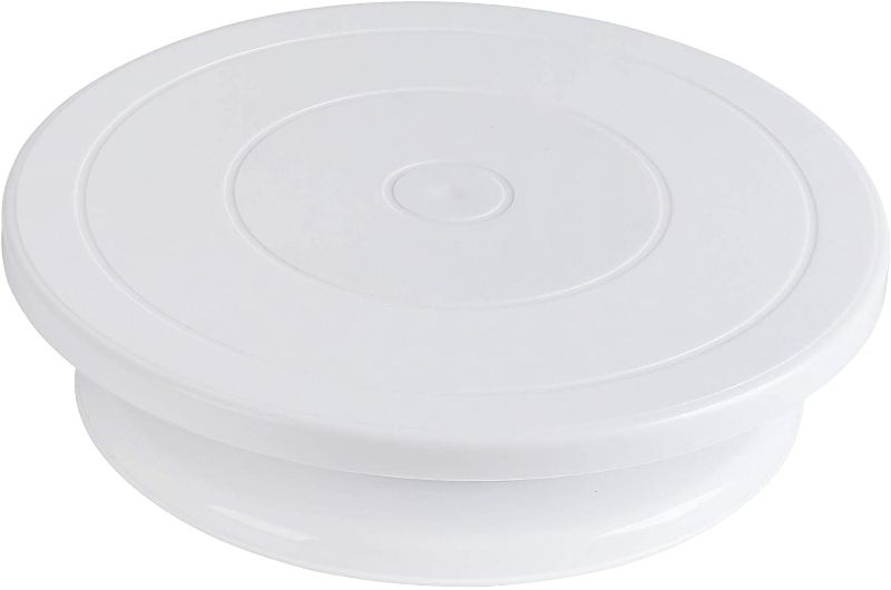 Photo 1 of  11 Inch Rotating Cake Turntable White Cake Stand Spinner for Cake Decorations, Pastries, Cupcakes