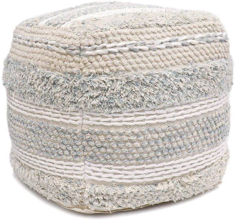 Photo 1 of Pasargad Home Grandcanyon Collection Cotton Pouf, 17" x 17" x 17", Beige
