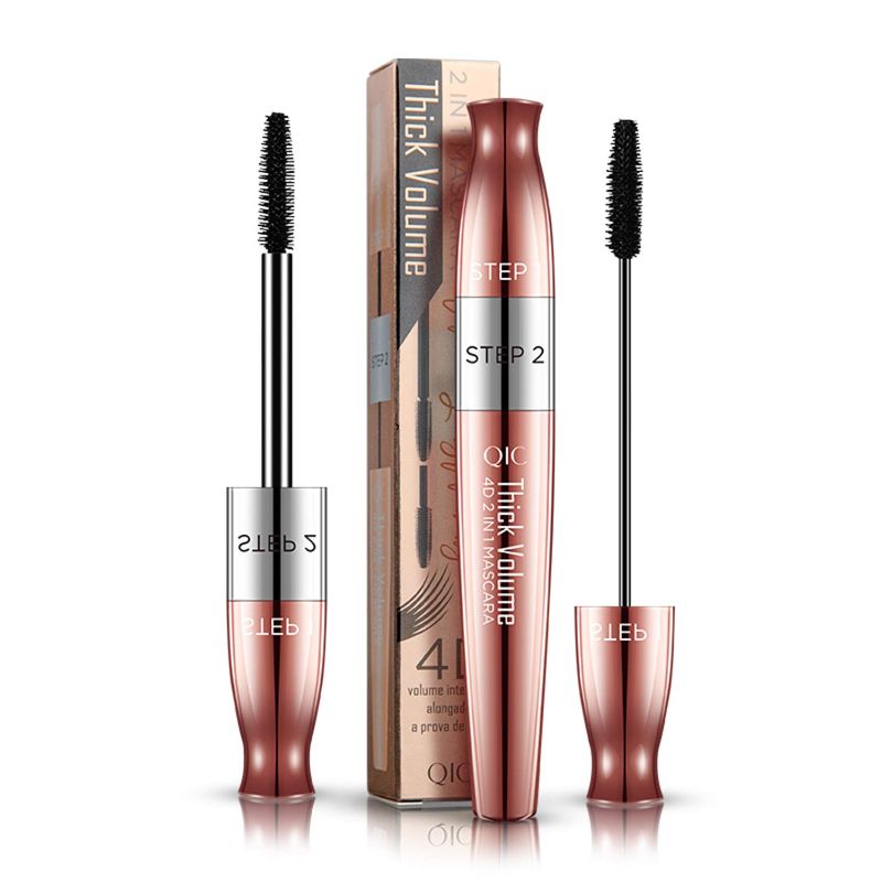 Photo 1 of 2 in1 4D Silk Fiber Lash Mascara,Double Headed with Lengthening,Curling and Thickening Effect,Waterproof and Long Lasting 3PK
