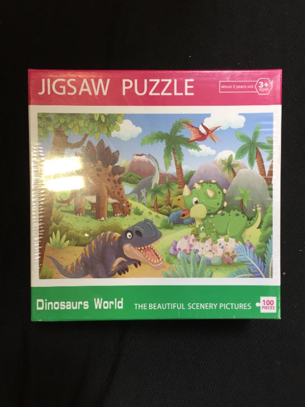 Photo 2 of Wowok 100 Piece Jigsaw Puzzle for Kids Ages 3-8, The Age of Dinosaur Puzzles for Children, Learning Educational Puzzles Toy(15x10 inch)
