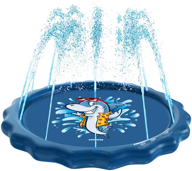 Photo 1 of Aquadoo Sprinkler for Kids, Sprinkler Play mat Splash Pad, and Swimming Pool – Children’s Sprinkler Pool, 68’’ Inflatable Water Toys-Cute Shark Outdoor Swimming Pool for Babies and Toddlers
