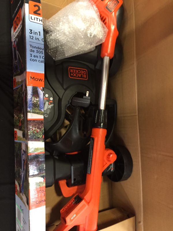 Photo 2 of Black & Decker MTC220 Max Cordless Lithium-Ion 3-in-1 Trimmer/Edger & Mower, Orange/ Black