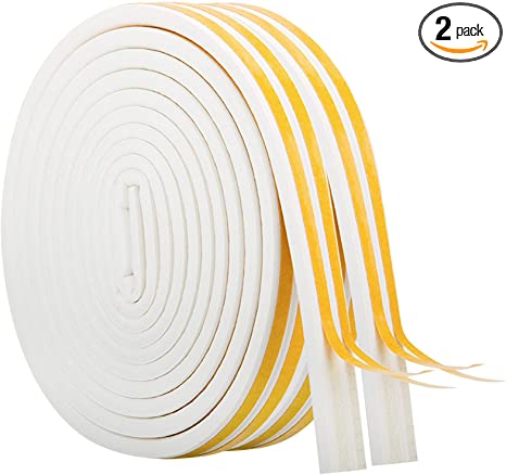 Photo 1 of 33Feet Long Weather Stripping,Insulation Weatherproof Doors and Windows Seal Strip,Collision Avoidance Rubber Self-Adhesive Weatherstrip,2 Rolls(White)----PACK OF 2 