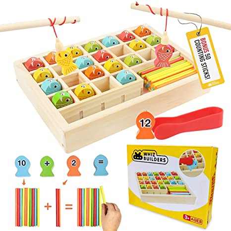 Photo 1 of Magnetic Wooden Fishing Game : Math and Counting Toy Board Game For Toddlers & Kids Ages 3, 4, 5 , Educational Preschool Montessori STEM Learning Kindergarten, For Girls and Boys with Magnet Poles
