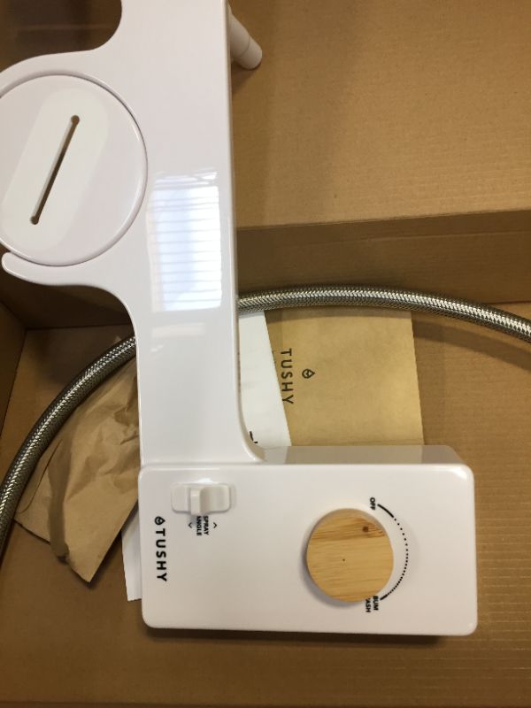 Photo 1 of TUSHY Classic 3.0 Bidet Toilet Seat Attachment - A Non-Electric Self Cleaning Water Sprayer with Adjustable Water Pressure Nozzle, Angle Control & Easy Home Installation (Bamboo)
(FACTORY SEALED) (opened TO TAKE PHOTOS)