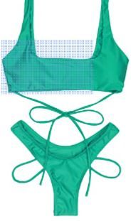 Photo 1 of ESONLAR Women's Strappy Bikini Top High Rise Thong Cut Cheeky Bottoms 2PCS Swimsuit
size L