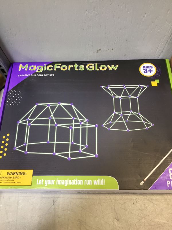 Photo 2 of Funyole Magic Forts Glow Kids Tent for Kids, 85 Pieces Glow in The Dark Fort Building Kit, Flexible Construction Fort Set for Boys and Girls DIY Building Castles Tunnels Tents Rocket Indoor & Outdoor
