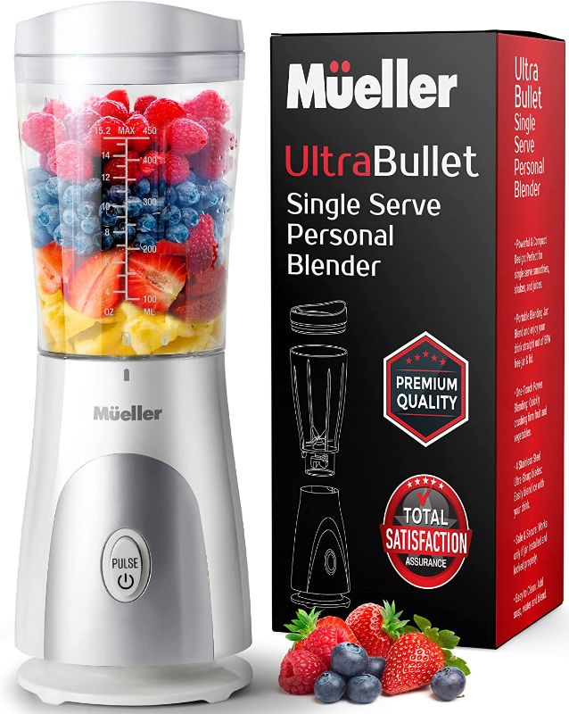 Photo 1 of Mueller Ultra Bullet Personal Blender for Shakes and Smoothies with 15 Oz Travel Cup and Lid, Juices, Baby Food, Heavy-Duty Portable Blender-------(BROKEN CUP)

