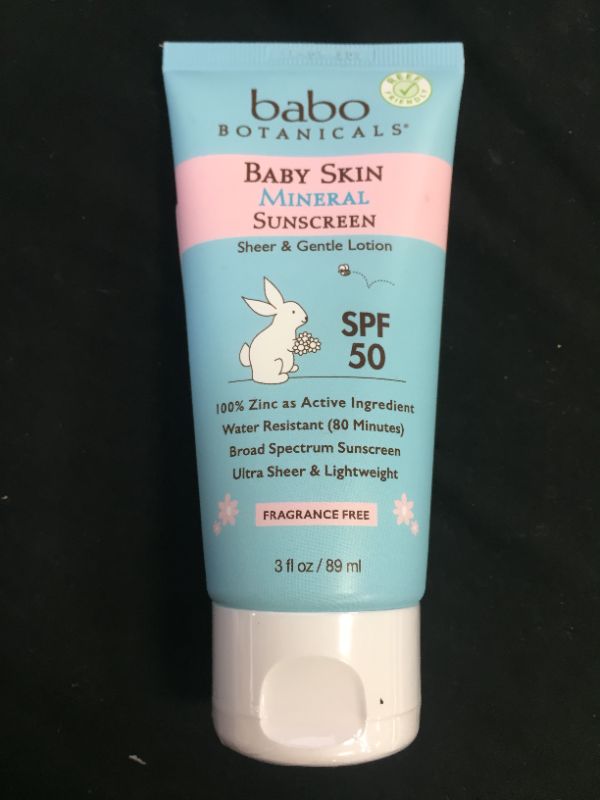 Photo 2 of Babo Botanicals Baby Skin Mineral Sunscreen Lotion SPF 50 Broad Spectrum - with 100% Zinc Oxide Active – Fragrance-Free, Water-Resistant, Ultra-Sheer & Lightweight - 3 fl. oz.
EXP 05/2023