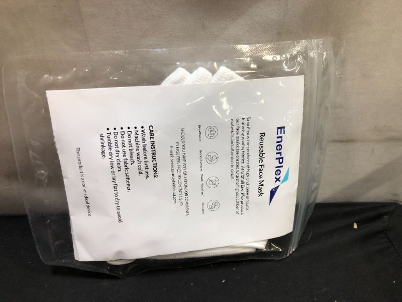 Photo 1 of 3 Pcs. EnerPlex XL Size White Face Mask Fully Machine Washable 