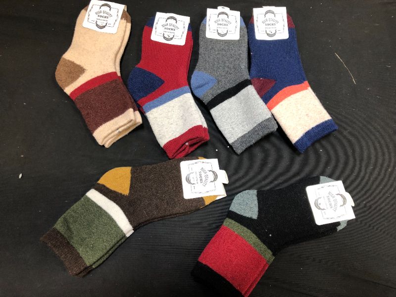Photo 1 of MOGGEN Kids Wool Warm Socks 6 Pairs Strips C, 8-12Y