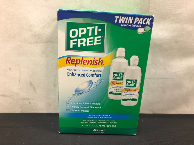 Photo 2 of  OPTI-FREE Replenish Multipurpose Contact Lens Disinfecting Solution, 10 Fl oz Twin Pack EXP--2024-11-30
