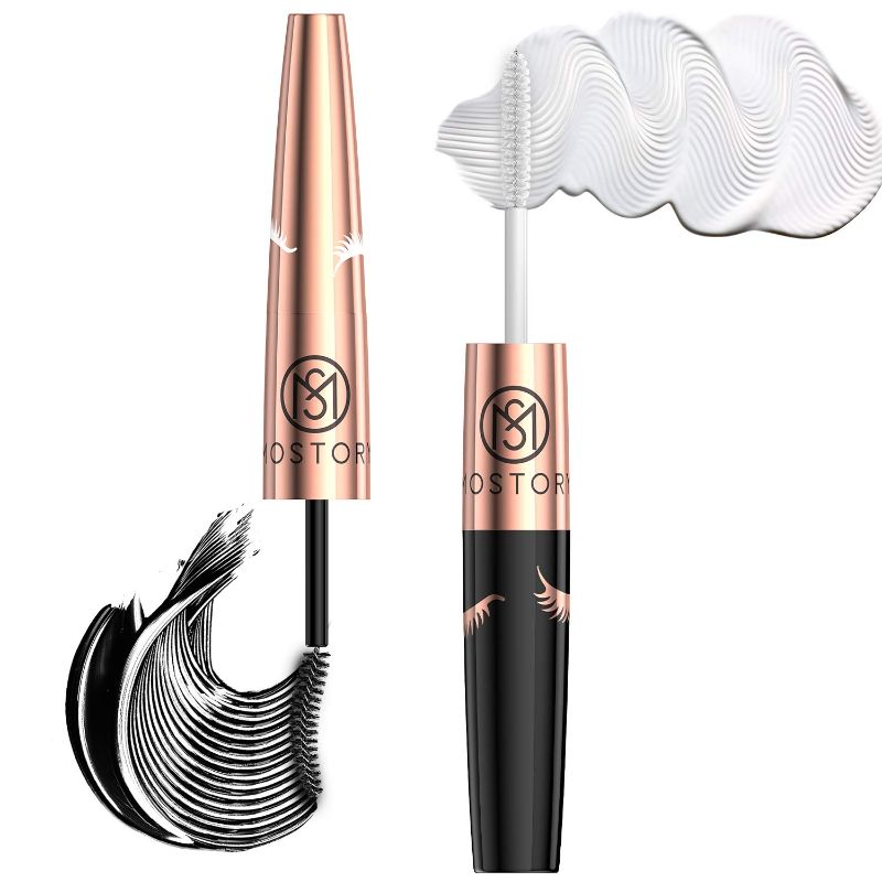 Photo 1 of 2 PACK - MOSTORY Mascara Black volume and length - Waterproof White Fiber Primer 2 in 1 Eye Makeup Set with Double Lash Extensions, 1 Count-2 Mascara Wands