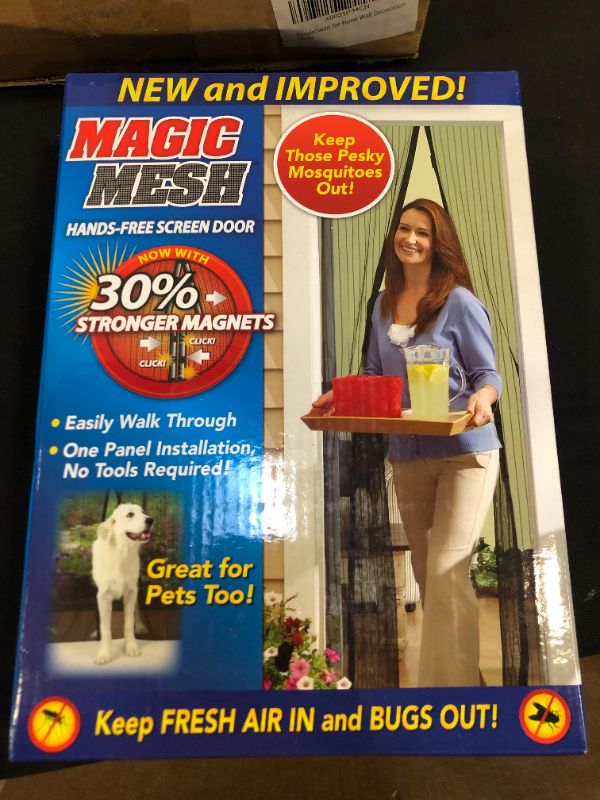 Photo 2 of Magic Mesh Deluxe- Black- Hands Free Magnetic Screen Door, Mesh Curtain Keeps Bugs Out, Frame Hook & Loop, Hands Free, Pet & Kid Friendly- Fits Doors up to 39 x 83 Inches
