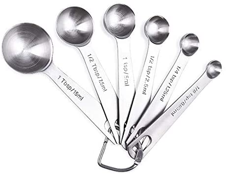 Photo 1 of RMJV Measuring Spoons Set of 6 | Stainless Steel Measuring Spoons with Locking Ring, Rust Proof, for Dry and Liquid
