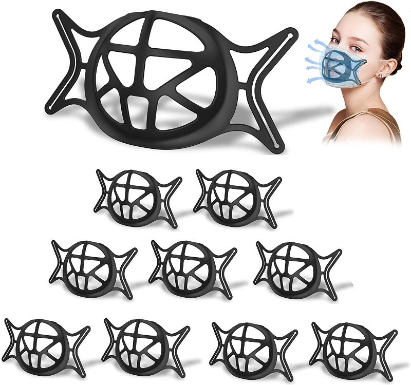Photo 1 of 2 packs of HUALEDI Upgraded 3D Silicone Bracket for Comfortable Wearing,Breathe Cup,Face Cool Bracket with Turtle Shape for More Breathing Room,Cool Inserts Keep Fabric off,Lipstick Protector(Black,10PCS)
