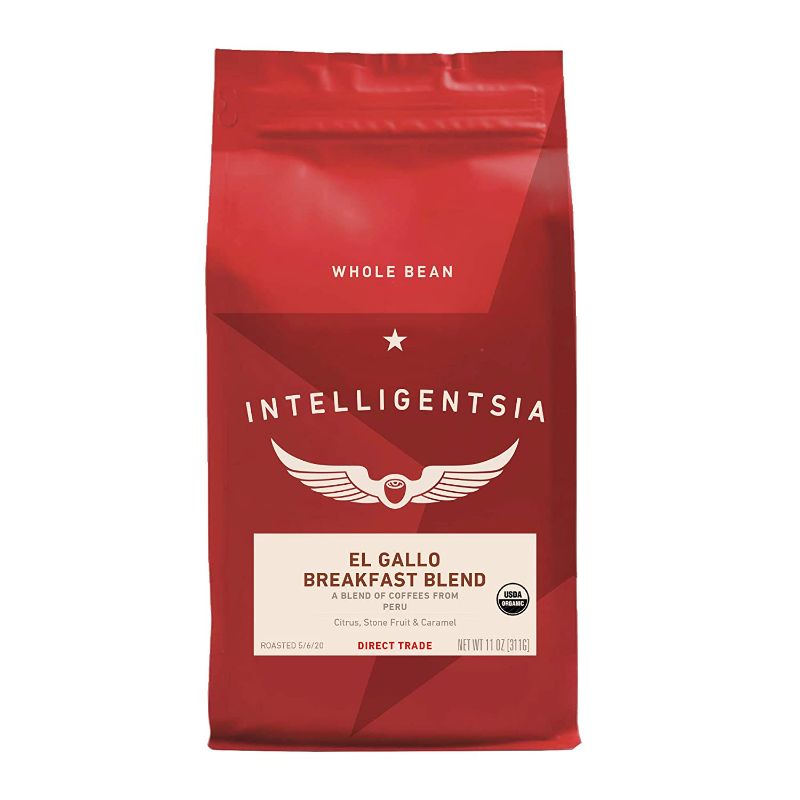 Photo 1 of Intelligentsia Coffee, Light Roast Whole Bean Coffee - Organic El Gallo Breakfast Blend 11 Ounce Bag with Flavor Notes of Milk Chocolate, Honey and Cola
best by 04/03/2022