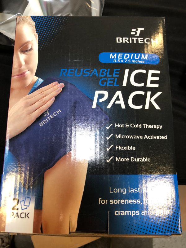 Photo 2 of Britech Gel Ice Pack for Injuries Reusable – Hot & Cold Therapy Pack Compress Flexible Ice Pack Great for Back, Shoulder, Elbow, Knee Pain Relief – Therapy for Swelling & Bruises (Medium (Pack of 2))
