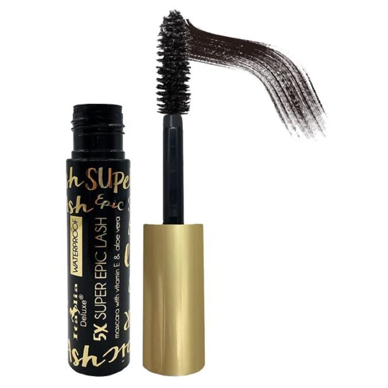 Photo 1 of 2 PACK 5X Super Epic Lash Mascara by Italia Deluxe; Matte Black Waterproof Mascara with XXL Wand Applicator & Infused with Aloe Vera & Vitamin-E; 10g
