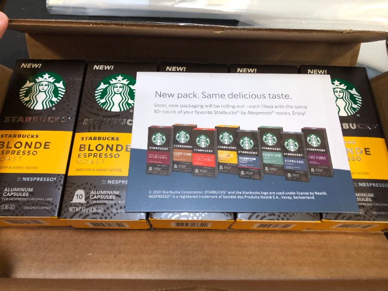 Photo 2 of Starbucks by Nespresso Blonde Roast Espresso (50-count single serve capsules, compatible with Nespresso Original Line System)
BEST BY 03/29/2022