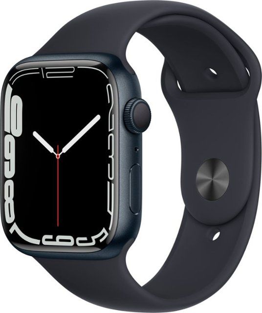 Photo 1 of Apple Watch Series 7 (GPS) 45mm Midnight Aluminum Case with Midnight Sport Band - Midnight
