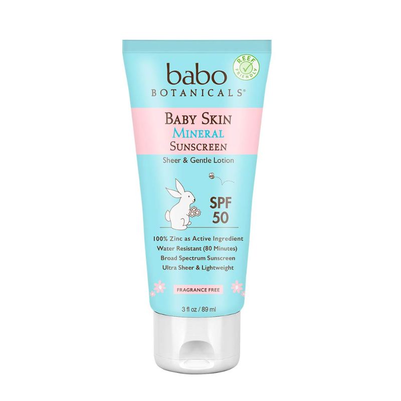 Photo 1 of Babo Botanicals Baby Skin Mineral Sunscreen Lotion SPF 50 Broad Spectrum - with 100% Zinc Oxide Active – Fragrance-Free, Water-Resistant, Ultra-Sheer & Lightweight - 3 fl. oz.
