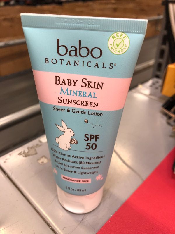 Photo 2 of Babo Botanicals Baby Skin Mineral Sunscreen Lotion SPF 50 Broad Spectrum - with 100% Zinc Oxide Active – Fragrance-Free, Water-Resistant, Ultra-Sheer & Lightweight - 3 fl. oz.
